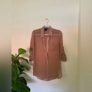Moda International Brown Sheer Blouse Size XS